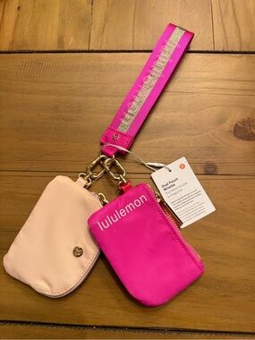 lululemon athletica Pink and Light Peach Dual Pouch Wristlet Key & Card Holder